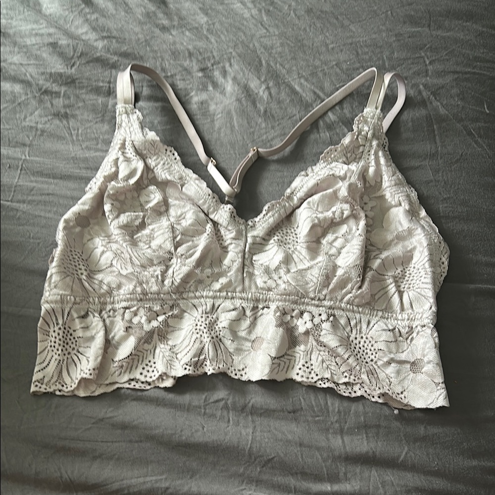 Aerie white/ grey Lace Wireless Bralette